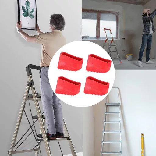 Set de tălpi antiderapante universale pentru scară NIYATA - 4 buc. protecții de cauciuc roșii pentru scări, pentru lucrări casnice, 5,5 x 3,8 x 2,5 cm