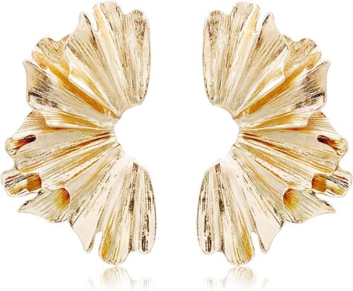 GUIZIYAO Ginkgo Levél Fülbevaló - Nagyméretű Arany Női Fülbevaló, Különleges Vintage Dizájn, Hipoallergén Anyag, Elegáns Ékszer