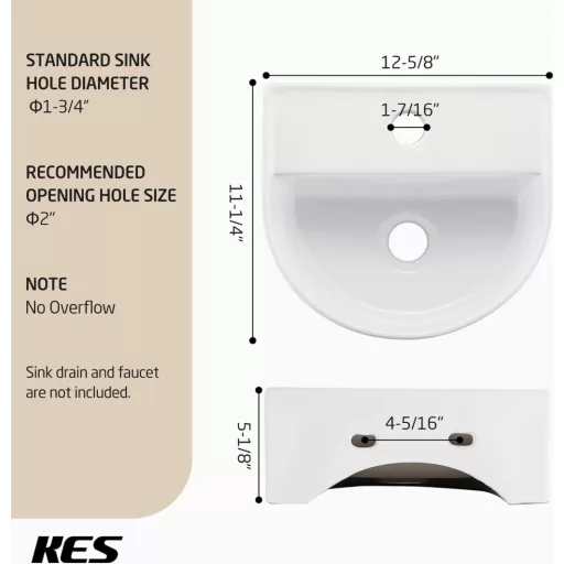 Lavoar mic KES BWSC101 31,5x28x13cm, montare pe perete, ceramică, alb