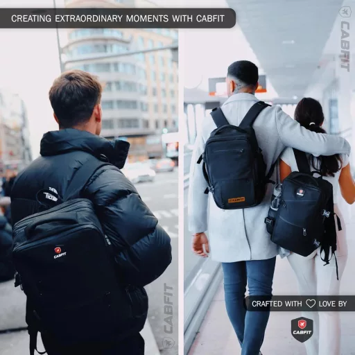 Rucsac de călătorie CabFit 40L, dimensiune cabină Ryanair Vueling, extensibil, negru