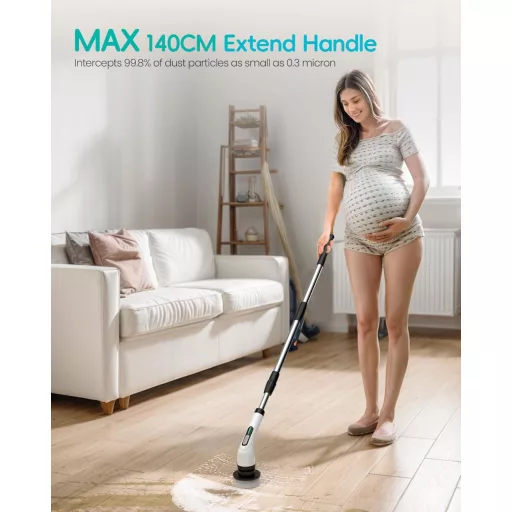 QIUOIO Perie electrică de curățat, reîncărcabilă, pentru baie, terasă, cu funcție de frecare și rotire