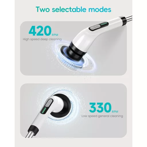 QIUOIO Perie electrică de curățat, reîncărcabilă, pentru baie, terasă, cu funcție de frecare și rotire