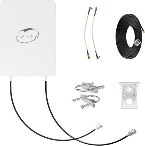 KASER 5G MIMO Kültéri Antenna N78 Sávhoz 3300-3800 MHz, 15dBi Erősítéssel, 10m Alacsony Veszteségű Kábellel, SMA/TS9 Adapterrel, 5G Routerek