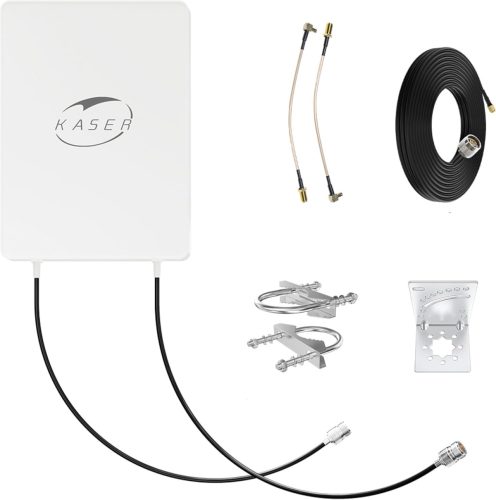 KASER 5G MIMO Kültéri Antenna N78 Sávhoz 3300-3800 MHz, 15dBi Erősítéssel, 10m Alacsony Veszteségű Kábellel, SMA/TS9 Adapterrel, 5G Routerek