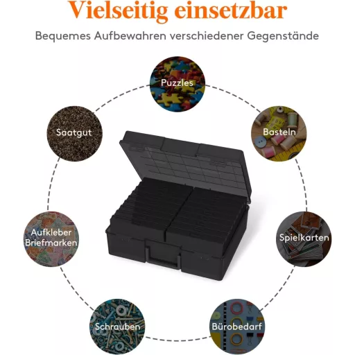 Lifewit Fotótárolódoboz 10,1x15,2cm 18 rekesszel Fekete - 1, Black