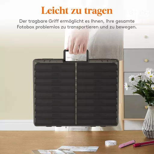 Lifewit Fotótárolódoboz 10,1x15,2cm 18 rekesszel Fekete - 1, Black