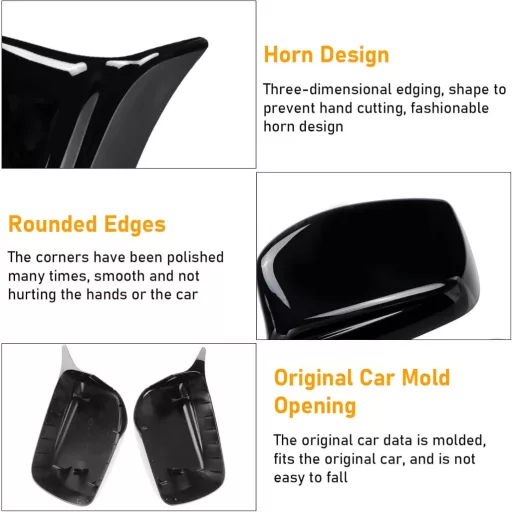 TTCR-II kryt spätného zrkadla pre BMW radu 5 E60 E61 a radu 6 E63 E64, lesklá čierna, 2003 – 2007