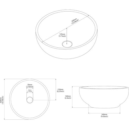 Okrúhle keramické umývadlo na dosku NATURFLAIR 420 mm, mramorový vzhľad Jazz biele