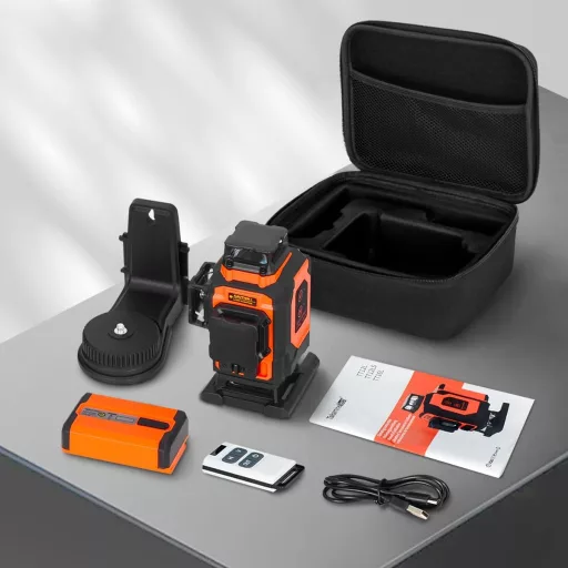 TakamineTech Zöld Keresztvonalas Lézer - 4x360° Önszintező Lézeres Szintező, 16 Vonalas Építési Lézer, 5200 mAh Akkumulátor, Távirányítható,
