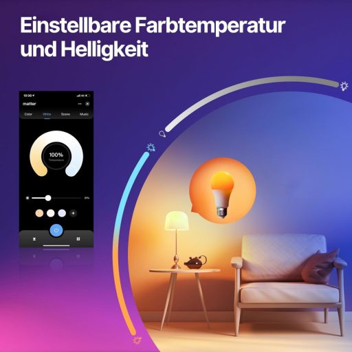 Bec LED Inteligent MOES E27 - WiFi, Compatibil Alexa, Sursă de Lumină RGBCW, 16 Milioane de Culori, Reglare a Luminozității, Sincronizare Muzică, Apple HomeKit, Go