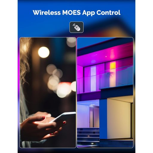 MOES GU10 WiFi Okos LED Izzó - RGB Színváltós, Fényerőszabályozható, 2700K-6500K, Alexa, Google Home és Apple HomeKit Kompatibilis, Zene Szi