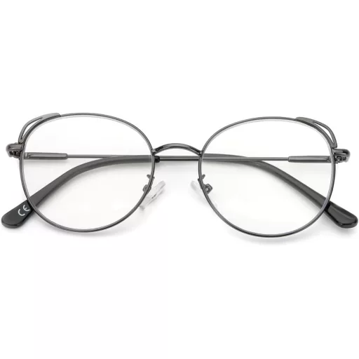 MMOWW Kék Fény Szűrő Olvasószemüveg Unisex Kerek Fém Keret +2.5 Dioptria