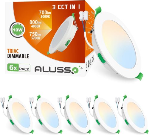 ALUSSO 6 buc. Spot LED Încastrat 230V 10W 800lm - Ultrasubțire 30mm - Intensitate Luminoasă Reglabilă - 3 Temperaturi de Culoare - IP44