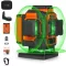 Nivelă Laser Verde TakamineTech 3x360° - Nivelă Laser Autonivelantă cu 12 Linii, cu Telecomandă, pentru Construcții, Placare Gresie, cu Încărcare Type-C