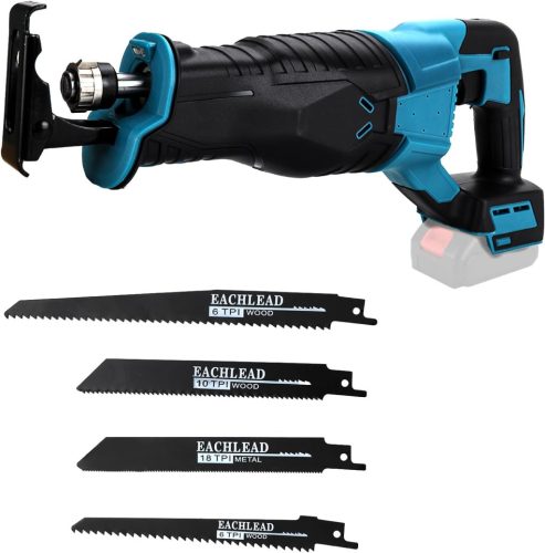 DriSubt Akkumulátoros Orrfűrész Makita 18V Akkumulátorral Kompatibilis - 3500 RPM Változtatható Sebességű Fűrész Fa, Fém és PVC Vágásához, 4