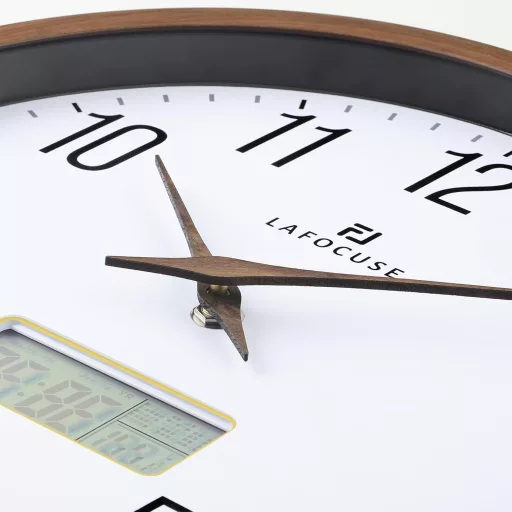 Lafocuse Csendes Falióra Naptárral, LCD Kijelzővel és Hőmérővel, 30 cm