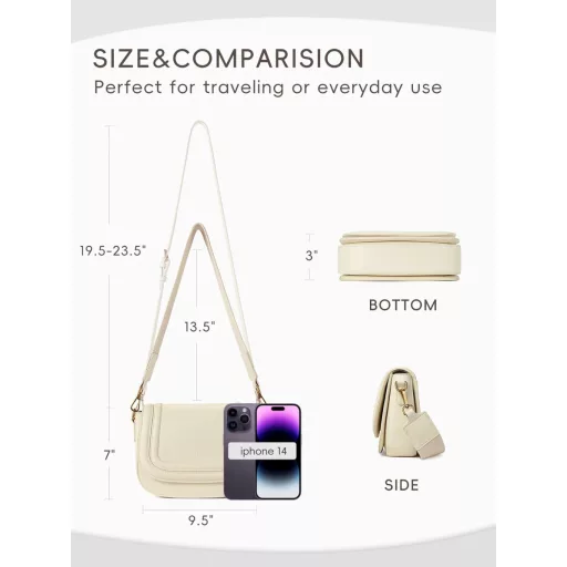 CLUCI női válltáska PU bőr, kicsi crossbody táska cserélhető pántokkal