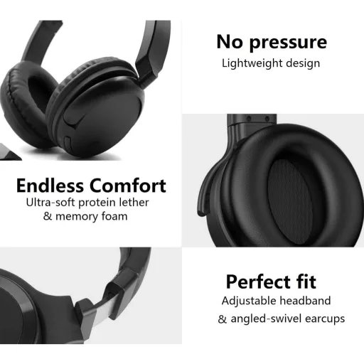 RETRADEKING Wireless Bluetooth fejhallgató TV, telefon és PC-hez, könnyű HiFi sztereó, mély basszus, fekete