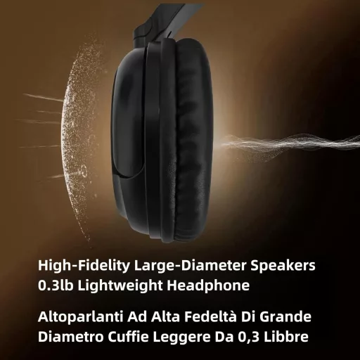 RETRADEKING Wireless Bluetooth fejhallgató TV, telefon és PC-hez, könnyű HiFi sztereó, mély basszus, fekete