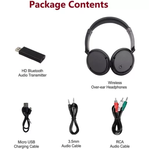 RETRADEKING Wireless Bluetooth fejhallgató TV, telefon és PC-hez, könnyű HiFi sztereó, mély basszus, fekete
