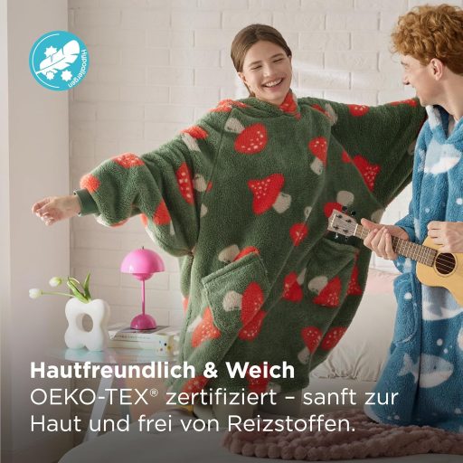 Bedsure deka s motívom húb, veľkosť L, mäkká hrejivá posteľná bielizeň