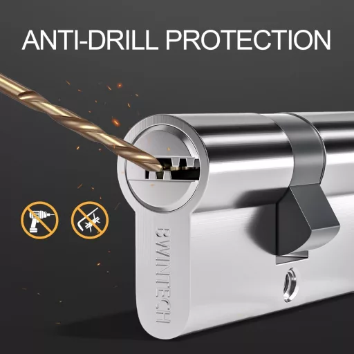 Bwintech Cilindru Euro 30/30 mm, 60 mm cu cheie, rezistent la găurire și picking