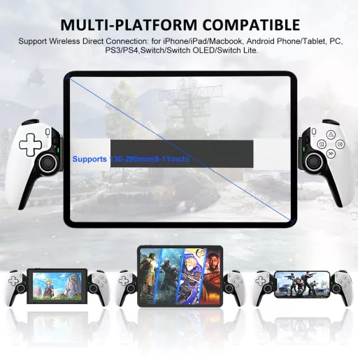 Bezdrôtový herný ovládač Megadream pre iPhone, iPad, tablet s Androidom, Switch, PS4 a PC, biely