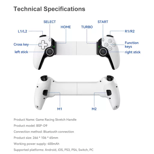 Bezdrôtový herný ovládač Megadream pre iPhone, iPad, tablet s Androidom, Switch, PS4 a PC, biely
