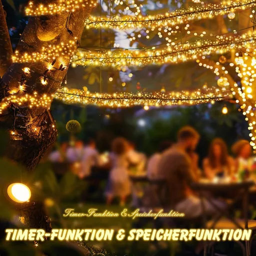 SALCAR 20m 2000 LED vianočná svetelná reťaz s 8 režimami, vodotesná dekorácia do exteriéru aj interiéru, teplá biela