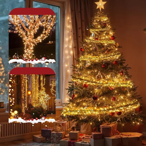 SALCAR 20m 2000 LED vianočná svetelná reťaz s 8 režimami, vodotesná dekorácia do exteriéru aj interiéru, teplá biela