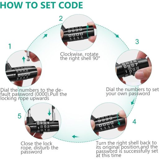 ORIA 4 számjegyű kombinációs lakat puha karikával, iskola, edzőterem, bőrönd, szerszámosláda