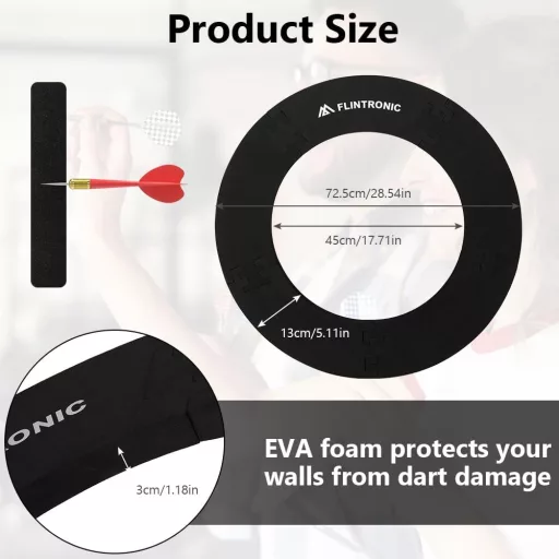 Flintronic Dartboard Védőgyűrű 45cm-es Darts Táblához, 72cm Teljes Átmérő