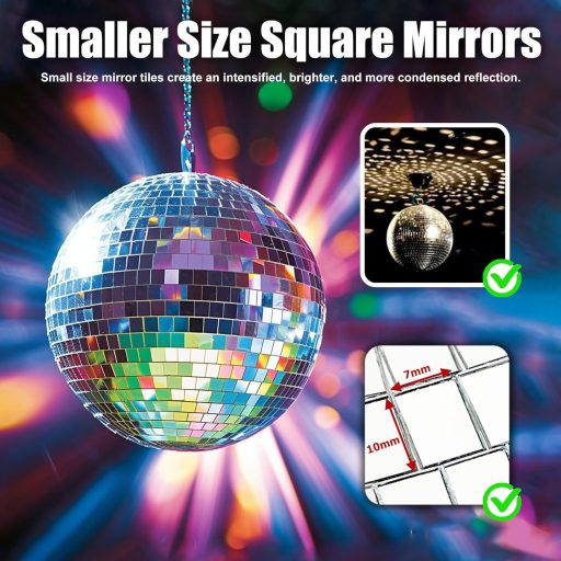 Mirror Disco Ball 20 cm Halvány Rózsaszín Tükörgömb Partikra, DJ Eseményekre és Klubokba