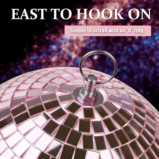 Mirror Disco Ball 20 cm Halvány Rózsaszín Tükörgömb Partikra, DJ Eseményekre és Klubokba