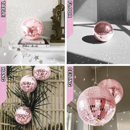 Mirror Disco Ball 20 cm Halvány Rózsaszín Tükörgömb Partikra, DJ Eseményekre és Klubokba