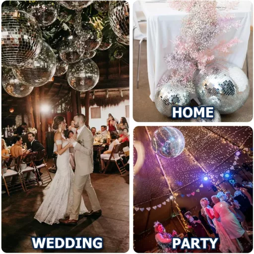 Mirror Disco Ball 20 cm Halvány Rózsaszín Tükörgömb Partikra, DJ Eseményekre és Klubokba