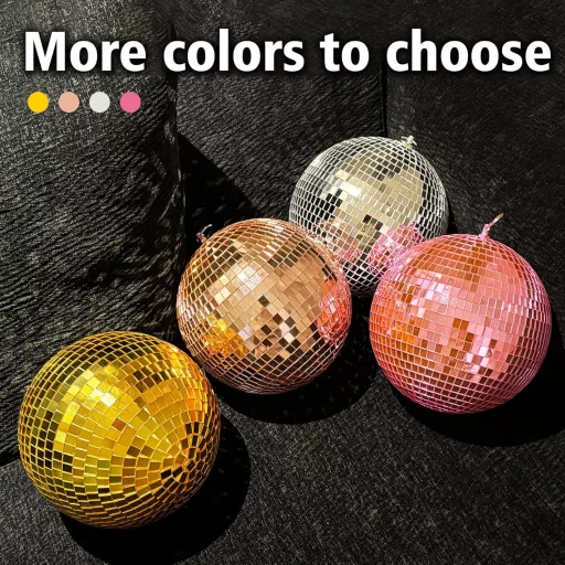 Mirror Disco Ball 20 cm Halvány Rózsaszín Tükörgömb Partikra, DJ Eseményekre és Klubokba