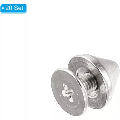 PATIKIL 9mm Szegecs és Szögek Bőrhez Ruházathoz 20 Szett Fém Szegecsek Ezüst