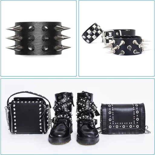 PATIKIL 9mm Nit a klince na kožu a oblečenie, 20 súprav, kovové nity, strieborné