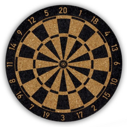 Set 6 Bucăți Suporturi de Pahare din Plută Bull's-Eye Darts - Suporturi pentru Pahar și Cană cu Model Tablă de Dart