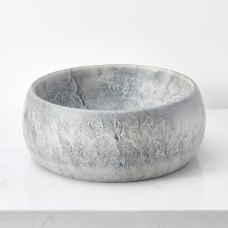   NATURFLAIR Kerámia Mosdókagyló - Kerek Pultra Szerelhető Kézmosó 39x15,5 cm, Kézzel Készített, Cement Szürke, Modern Fürdőszobai Mosdótál