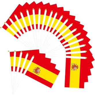   HPMAISON 50 db Spanyol Zászló Kézi Legyező Esküvő Ünnepség Sportesemény Dekoráció 21x14cm