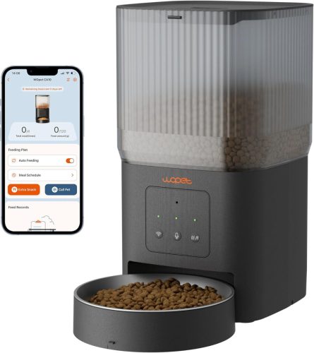 WOPET 4L WiFi Automata Macska Etető - Applikációs Vezérlés, Lassú Etetés, Hangfelvétel, Napi 1-10 Étkezés Macskáknak és Kutyáknak