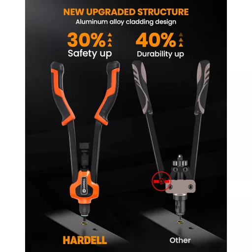 HARDELL Szegecsanyacsipesz 40,6 cm, 13 metrikus és SAE mandrel, 186 db szegecsanya, hordtáska