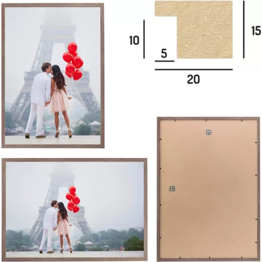 CABBEL Set okvira za slike - 2 komada 60 x 80 cm Tamni Hrast Drveni Okvir za Postere, Dokumente, Fotografije, Puzzle, s Akrilnim Staklom, Za Zid