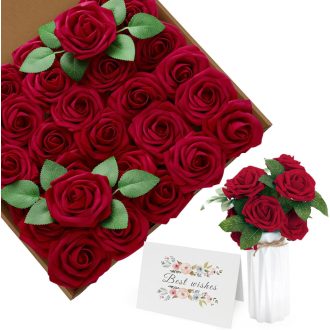   ilauke Mesterséges Vörös Rózsák 30 db 8 cm Esküvő Születésnap Dekoráció