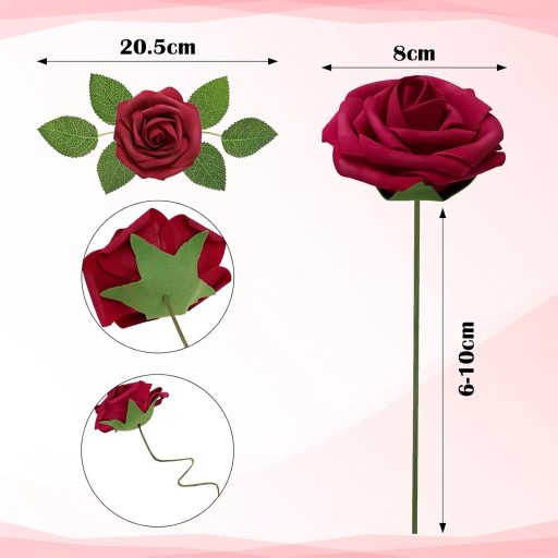 ilauke Mesterséges Vörös Rózsák 30 db 8 cm Esküvő Születésnap Dekoráció