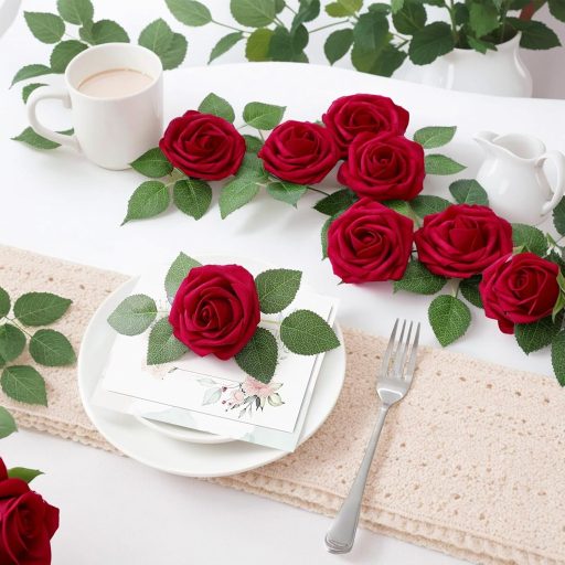 ilauke Mesterséges Vörös Rózsák 30 db 8 cm Esküvő Születésnap Dekoráció