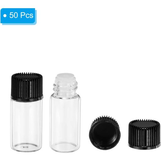 PATIKIL Sticle de ulei esențial din sticlă de 4 ml, 50 buc, cu picurător și capac filetat