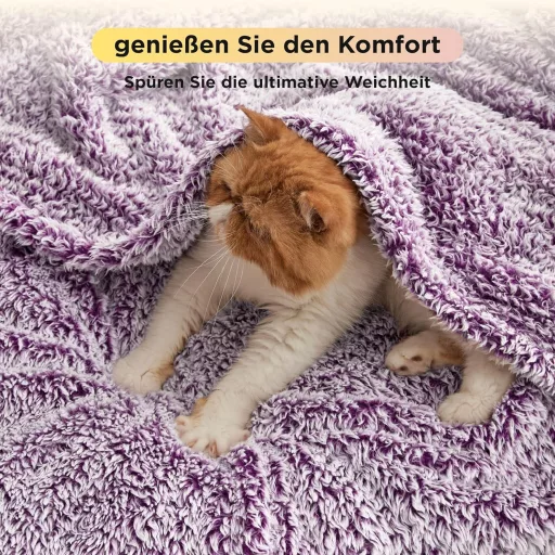 BEDSURE Fialová Sherpa deka 150x200 cm, mäkká deka na pohovku, teplá zimná prikrývka